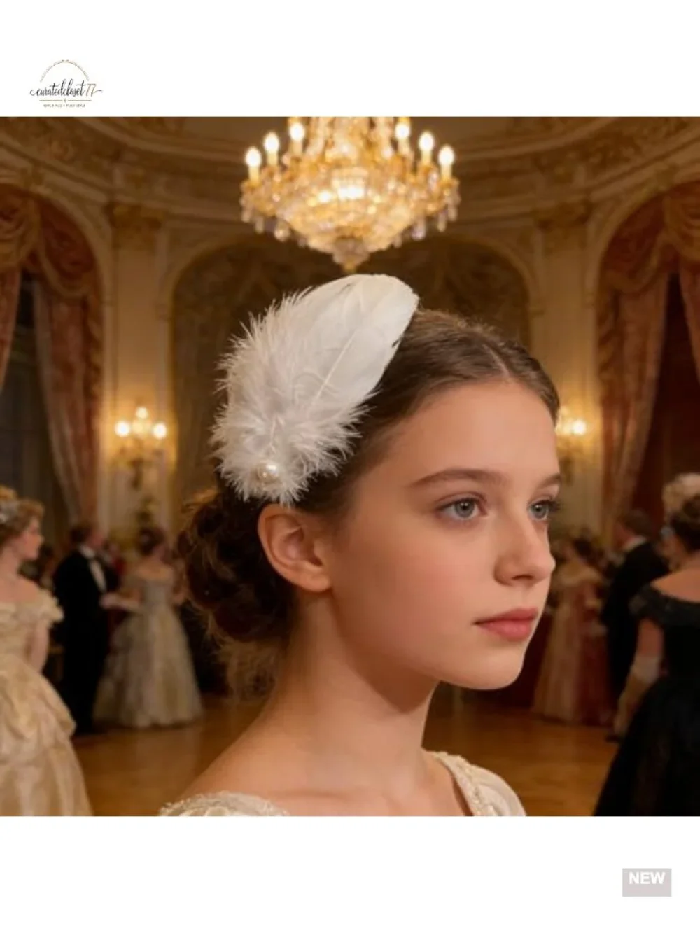 White Feather Hair Clip Set - Ballet Style Swan Faux Pearl Hair Pins for